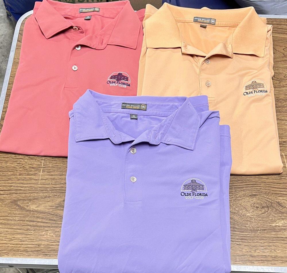 Lot Of 3 Peter Millar Summer Comfort Polo Shirts Sz XL Olde Florida Golf Club